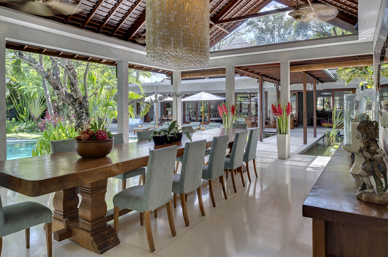 Lataliana Villas Dining Area with Pool View, Seminyak | 8 Bedroom Villas Bali