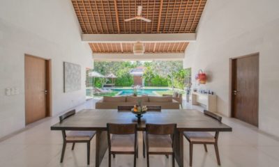 Nyaman Villas Living and Dining Area with Pool View, Seminyak | 8 Bedroom Villas Bali