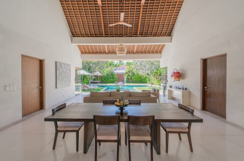 Nyaman Villas Living and Dining Area with Pool View, Seminyak | 8 Bedroom Villas Bali