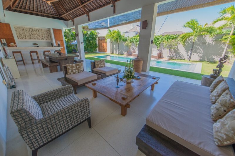Villa Chocolat Living Area with Pool View, Seminyak | 8 Bedroom Villas Bali